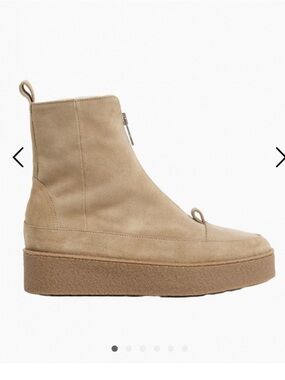 Flattered Sand Suede Platform Ankle Booties, size 36